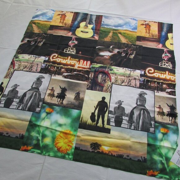 Mid Western Merch Cowboy Rodeo Print Wildrag Bandana Scarf 35x35 - Picture 1 of 3